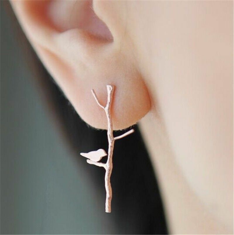 1 Pair Dangle Earrings Tree Branches Birds Stick Short Drop Delicate Jewellery