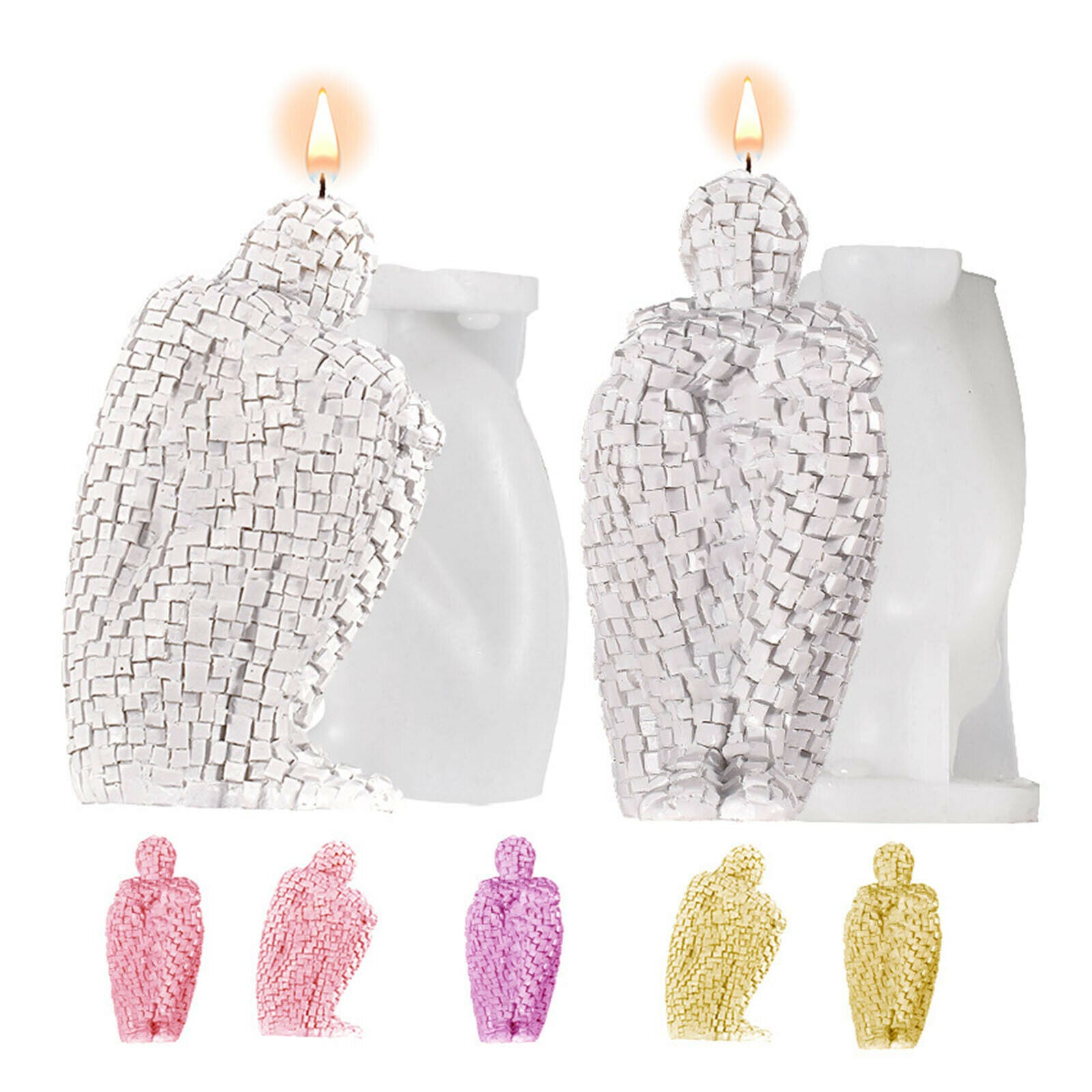 Candle Making Molds Thinker Human Mosaic Wax Soap Mold for DIY Decoration