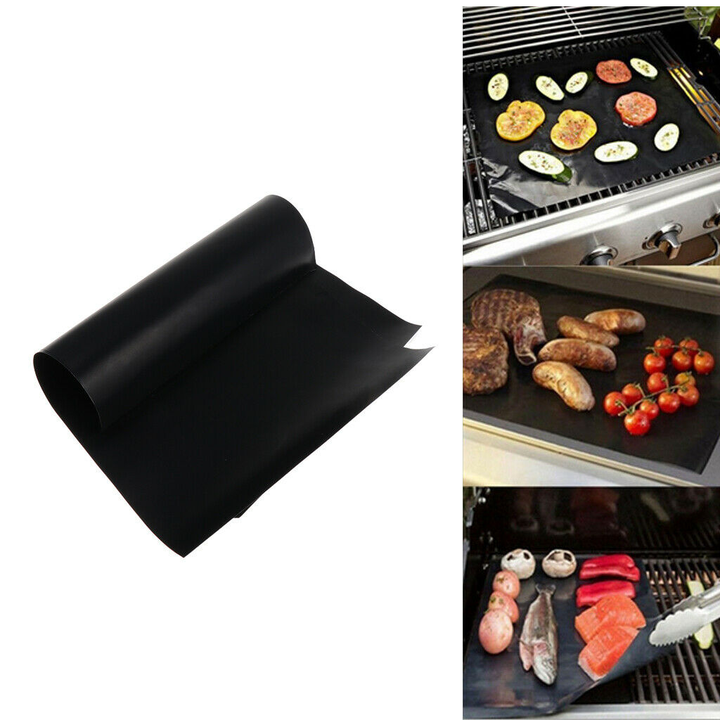 Double BBQ grill mats, reusable for meat, fish and vegetables
