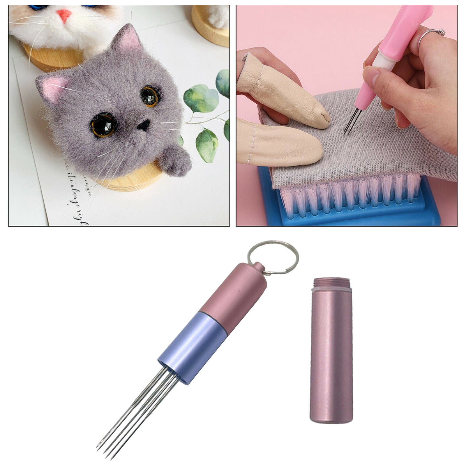 Felting Needle Handle w/ 6 Needles Wool Felt Weaving Stitch Tool Supplies