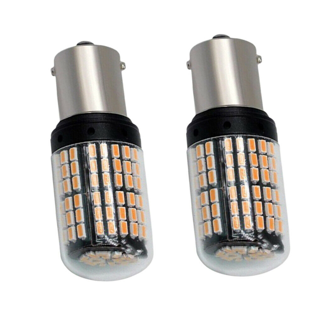 1 Pair Led Bulb 3014 144smd 1156 BAU15S Flashing 12V Amber