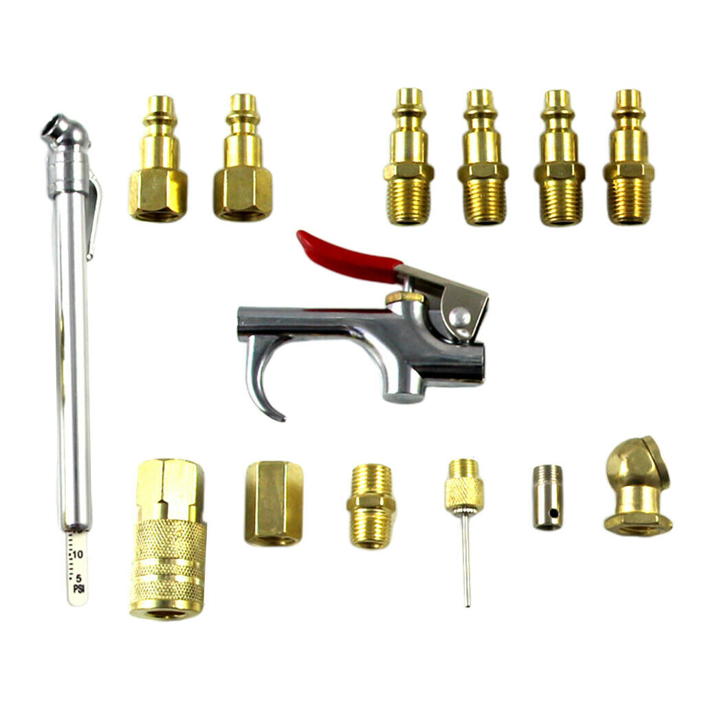 1/4'' NPT Air Compressor Compressed Air Nozzle Blow Gun Kit Blower Tools Set