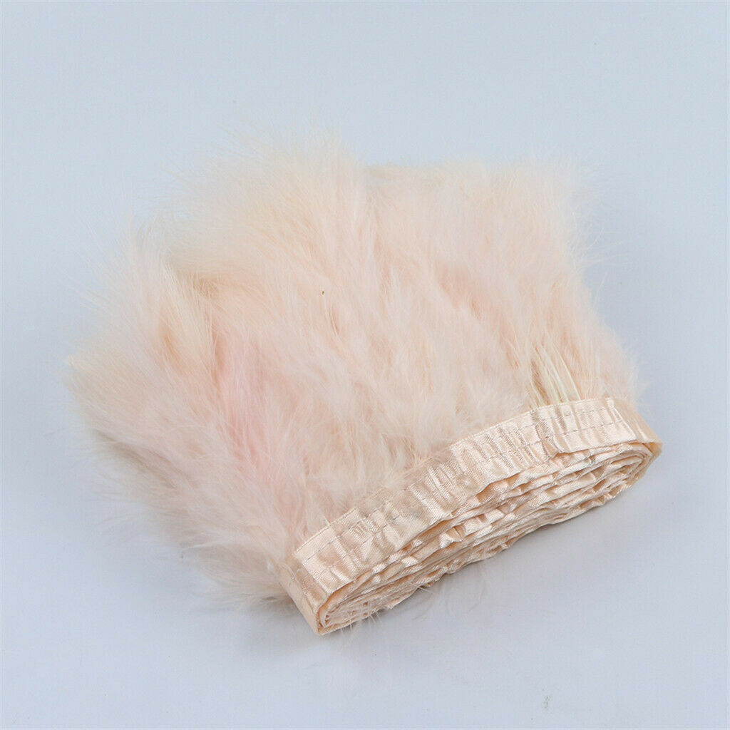 2 Meter Turkey Feather Fringe Trims Lace Ribbon Sewing Decoration Dusty Pink