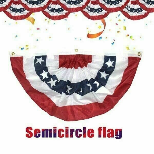 Semicircle American Flag Pleated Fan Flags USA Bunting Patriotic 45*90cm