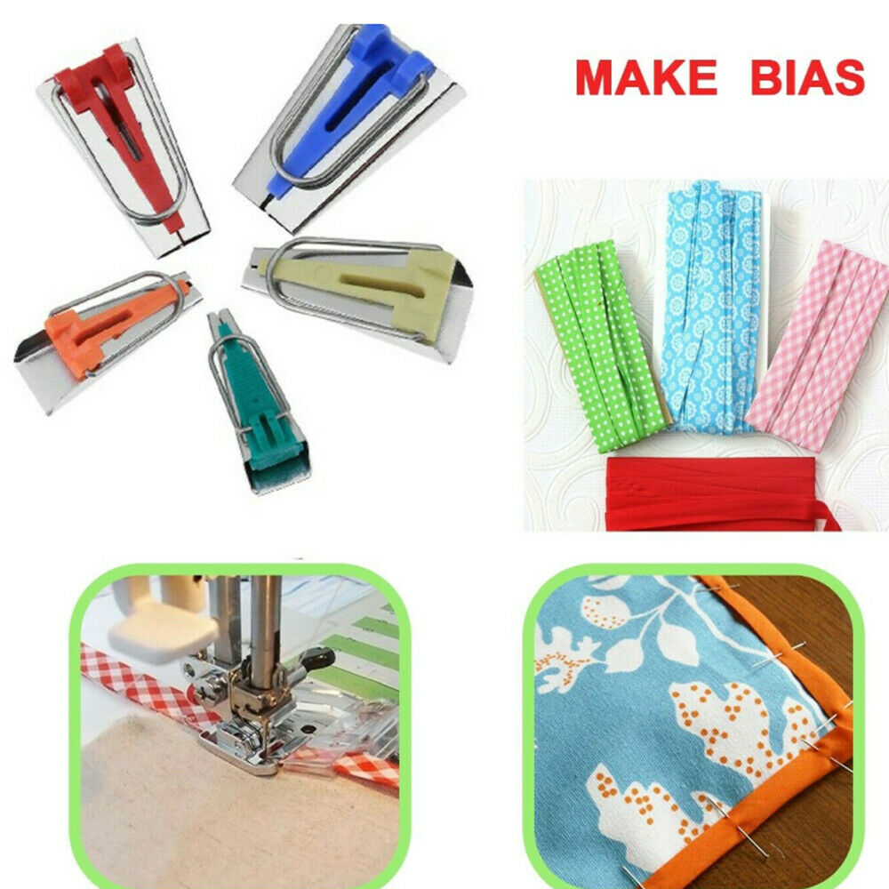 4 Sizes Fabric Bias Tape Maker Tool Sewing Quilting 6mm 12mm 18mm 25mm Set DIY