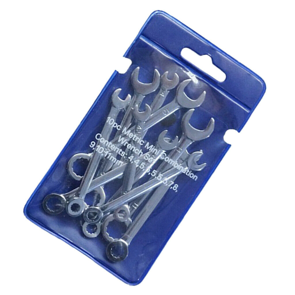 10 Pieces Steel Combination Spanner Wrench Set Flexible Head Metric 4-11MM