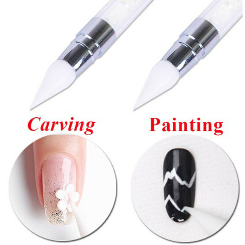 1pcs Dual-Ended Nail Art Silicone Sculpture Pen Nails Art Tools DIY Paint JD