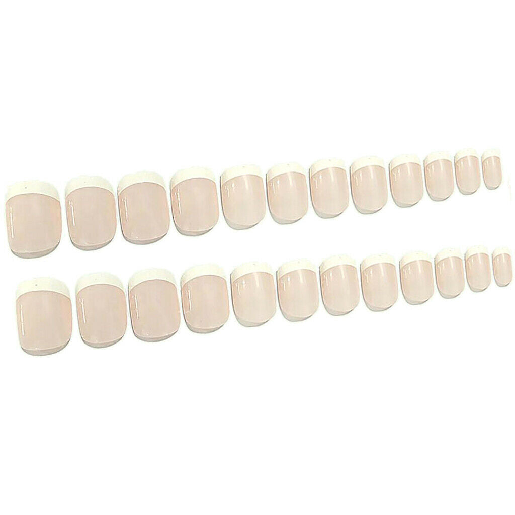 24Pcs Professional French False Nails Tips Natural Nails 12 Sizes for Nail
