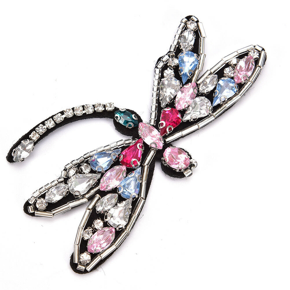 Sequined dragonfly Patch for Clothes Sewing on Rhinestone Beaded Applique.l8