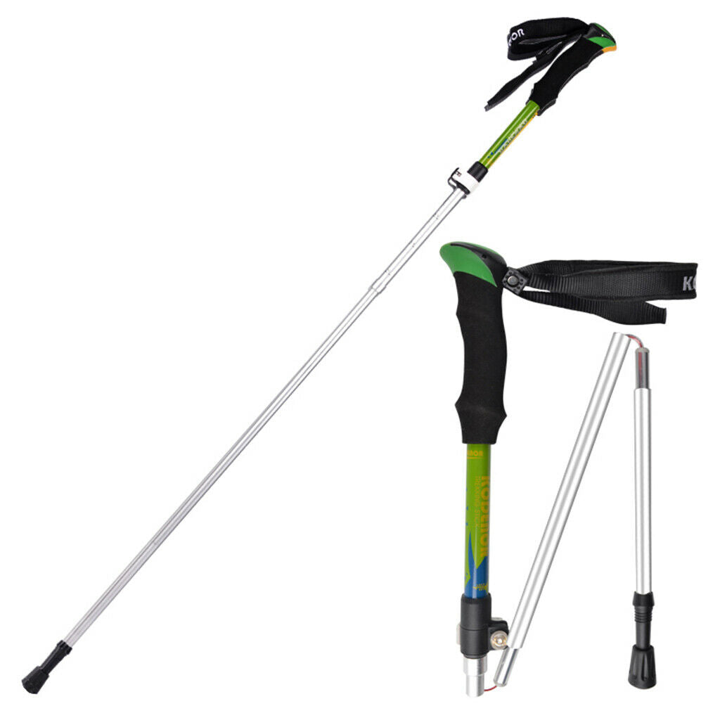 Telescopic Alpenstock Trekking Hiking Sticks Poles  Green