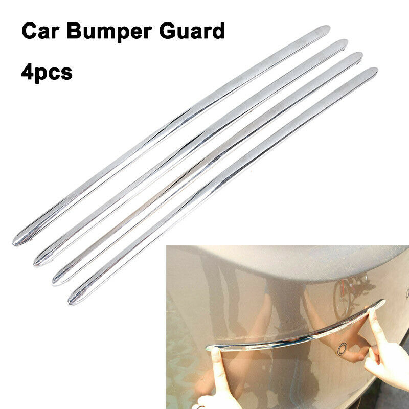 4Pcs Chrome Car Front Rear Anti-rub Protector Corner Bumper Scratch Guard Bar