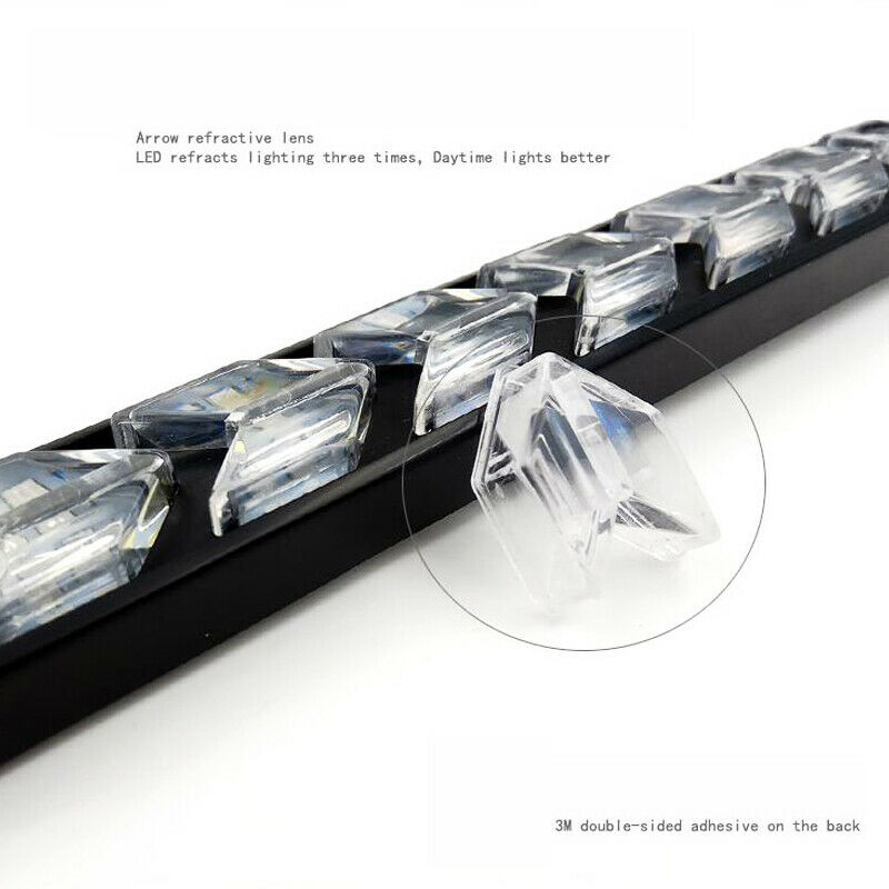 2PCS Car Daytime Running Lamp LED Flowing Light Strip Turn Signal White & Amber