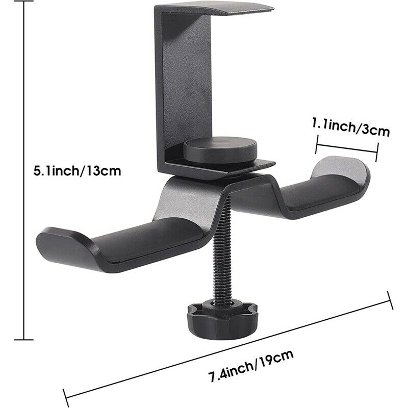 Dual Headphone Stand Under Desk, Universal PC Gaming Desk Headphone Hanger, R2R3