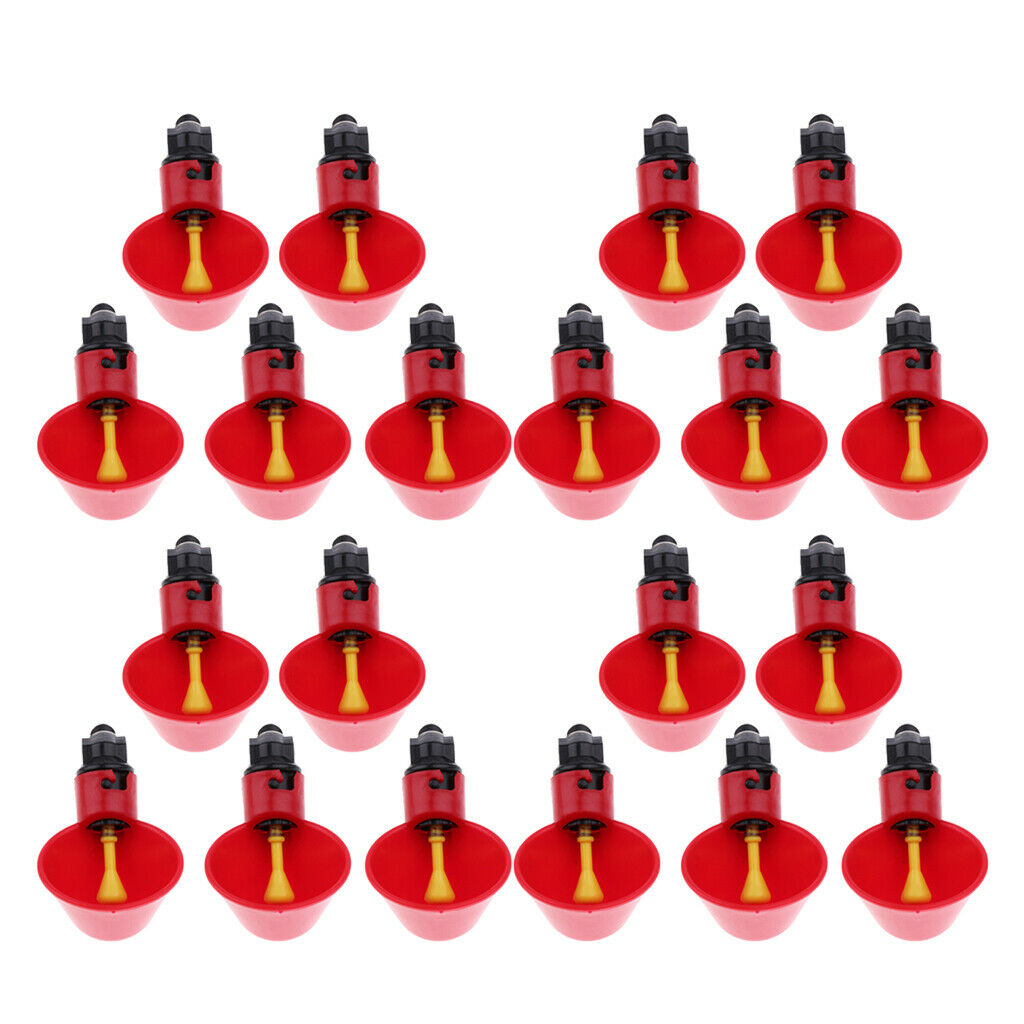 20 Pieces Poultry Pigeon Drinking Bowl Dishes for Automatic Waterer Red