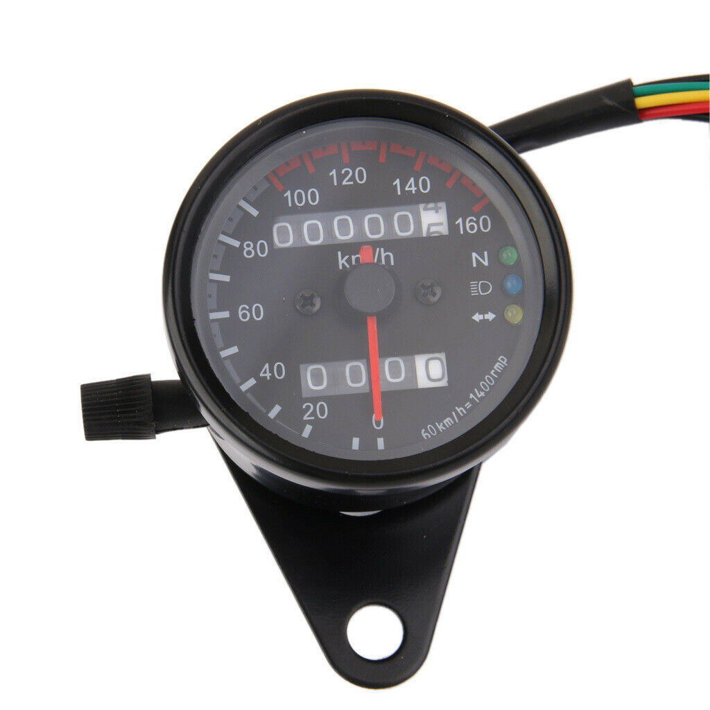 Universal Motorcycle Dual Odometer Speedometer Gauge with LED indicator, Speed