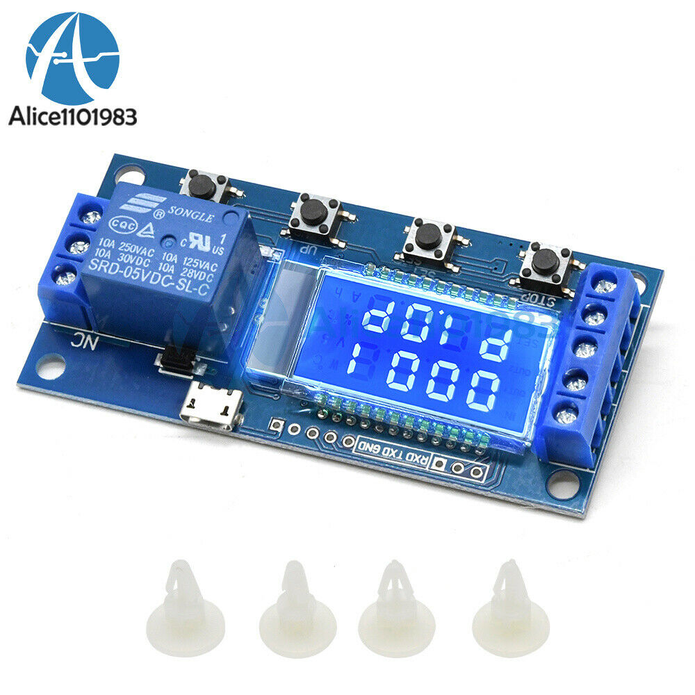 DC 5V-30V LCD Display Delay Relay Module With MICRO USB Interface