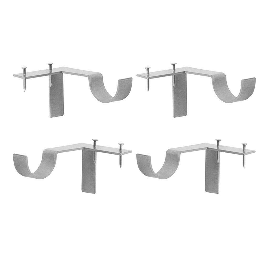 4Pcs Curtain Rod Brackets Kitchen Holders No Drilling Window Bedroom Decor