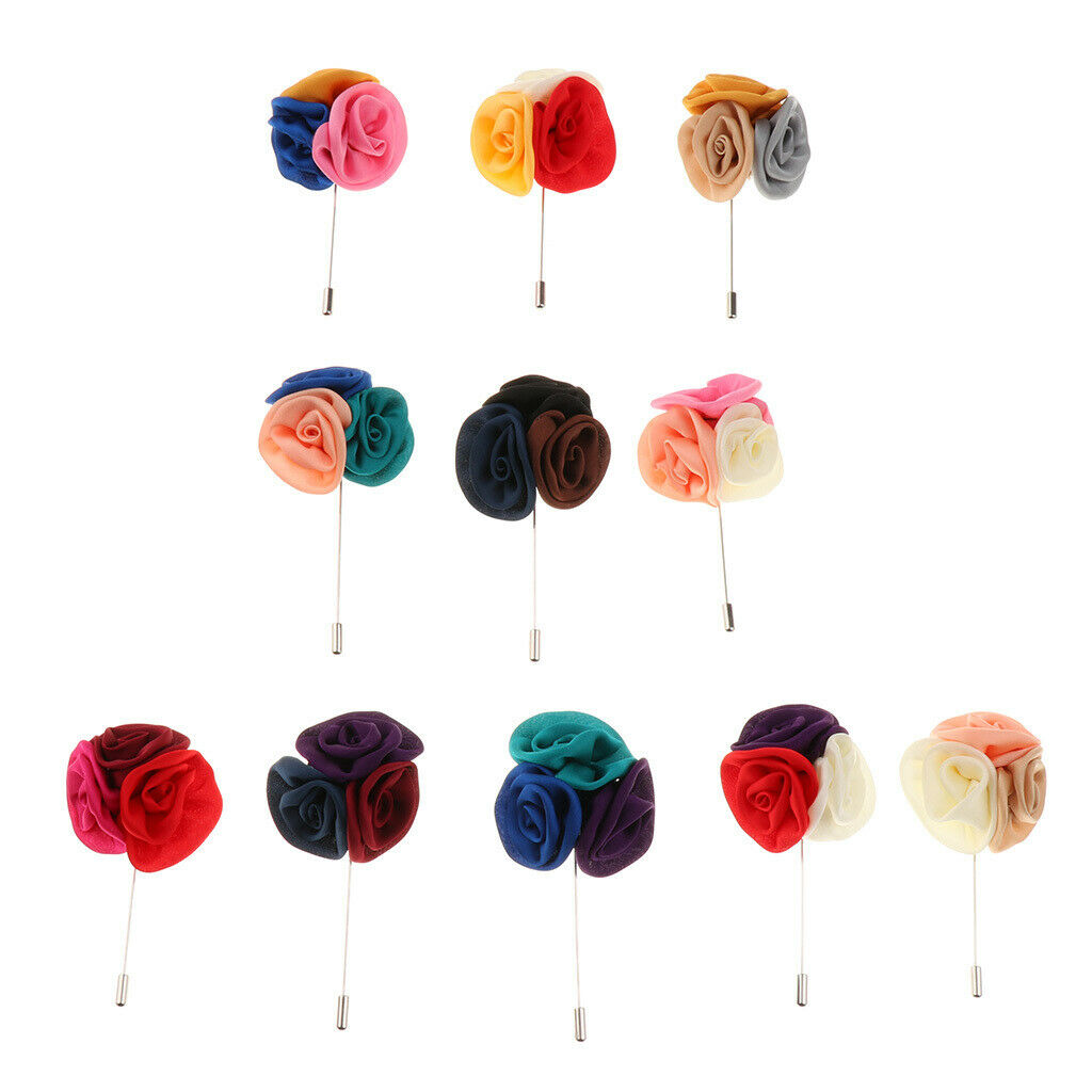 Rose Lapel Flower Handmade Boutonniere Stick Brooch Pin Men's Accessories