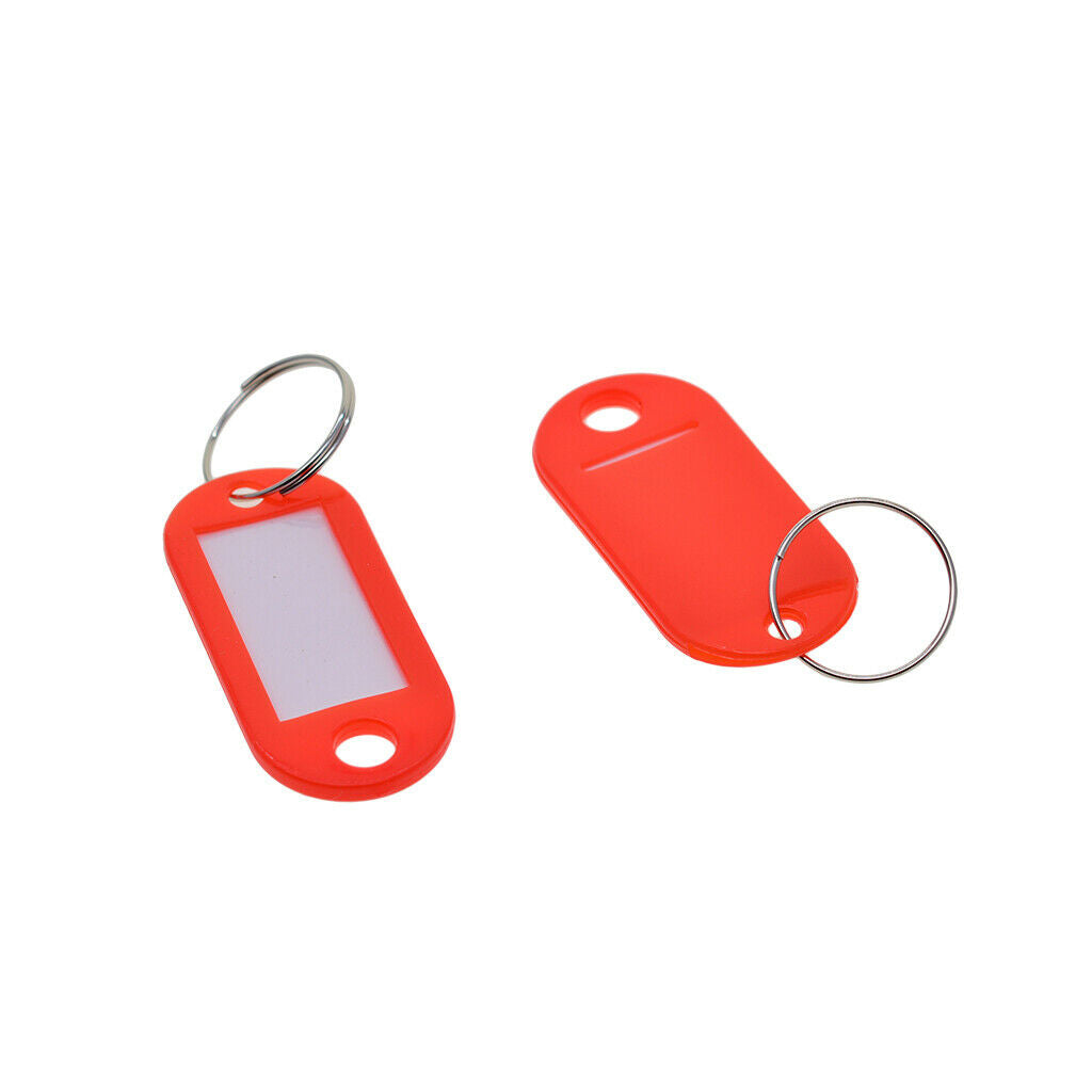 150Pcs Key Tags Plastic ID Tags Name Label Key Ring Fob Tag Bag  w/ Split Rings