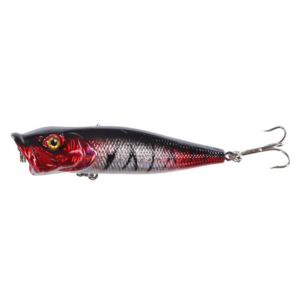 5pcs Fishing Topwater Floating Popper Lures Treble Hooks Hard Bait Crankbait