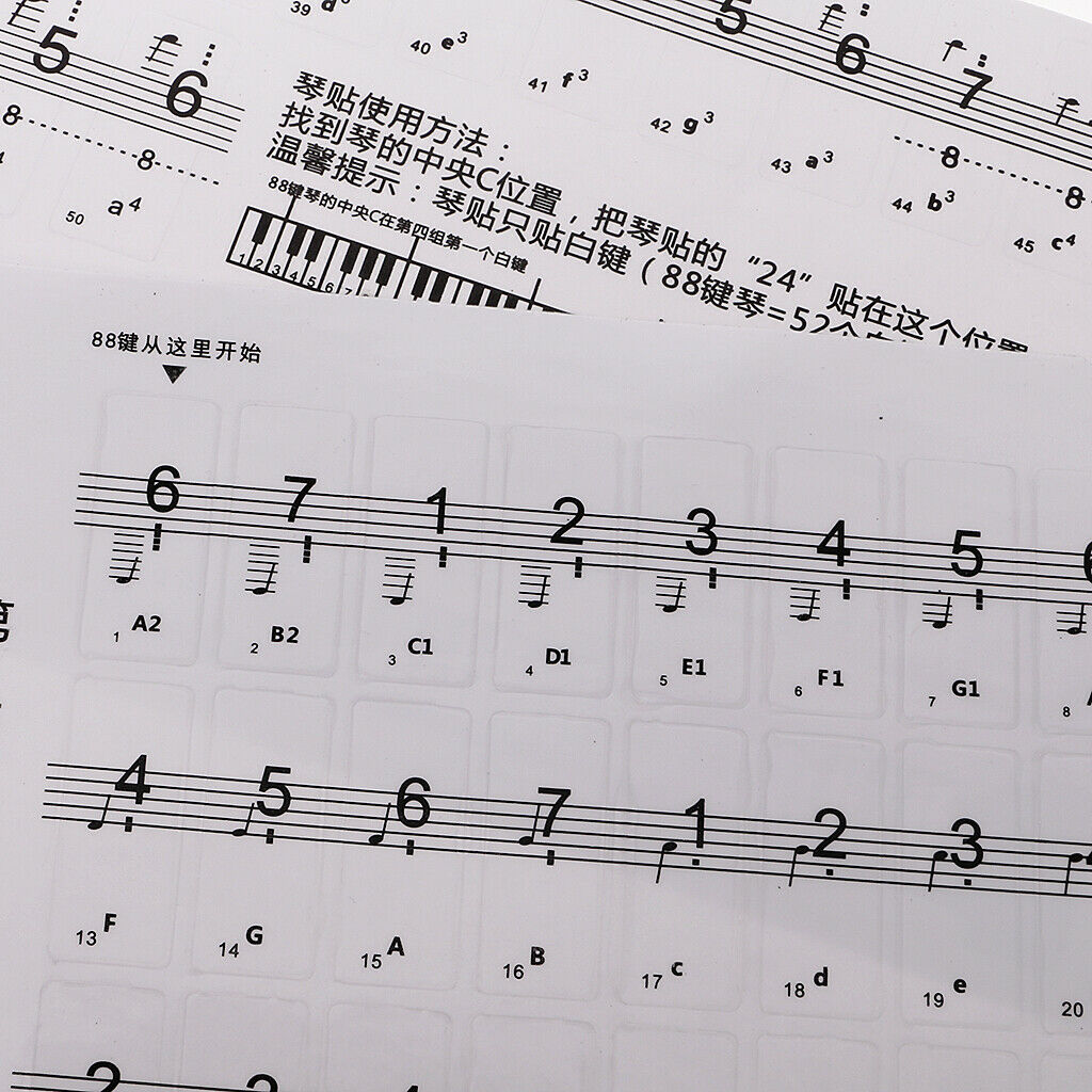 3pcs Stickers Keyboard / Piano Stickers Learning Tool For 88 Keys Piano