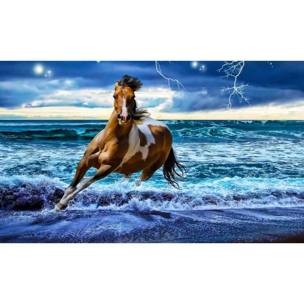 5D DIY Diamond Painting Running Horse Cross Stitch Embroidery Rhinestones @