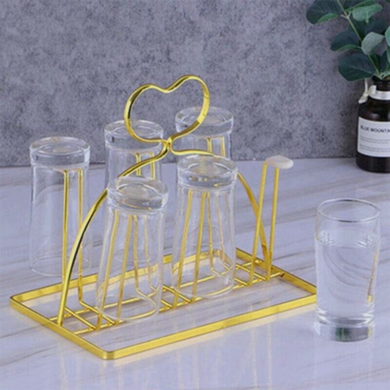 Cup Drying Rack Stand, Metal Bottle Drying Organizer Stand with 6 Cups or MuW3X3