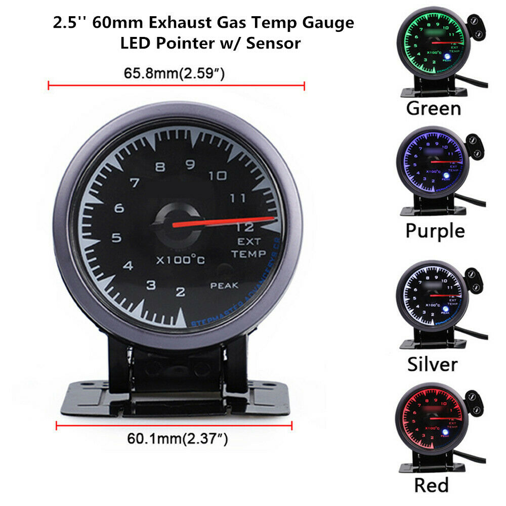 2.5'' 60mm Exhaust Gas Temp Gauge 7 Color LED Pointer EGT w/ Sensor Celsius