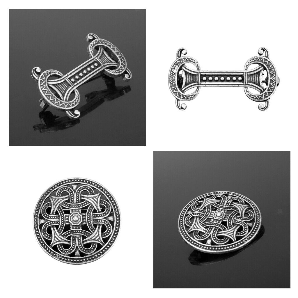 2pcs Ancient Viking Norse Brooch Celtic Coat Sweater Jewelry Pin Brooch