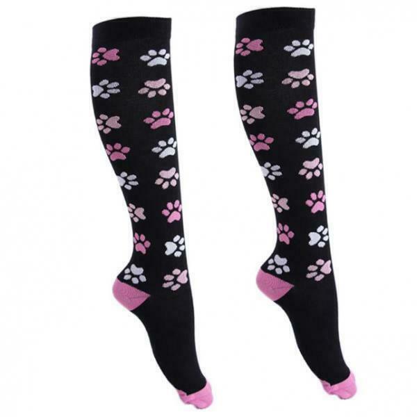 Women Running Jogging Long Sleeves Compression Socks Black Pink M S