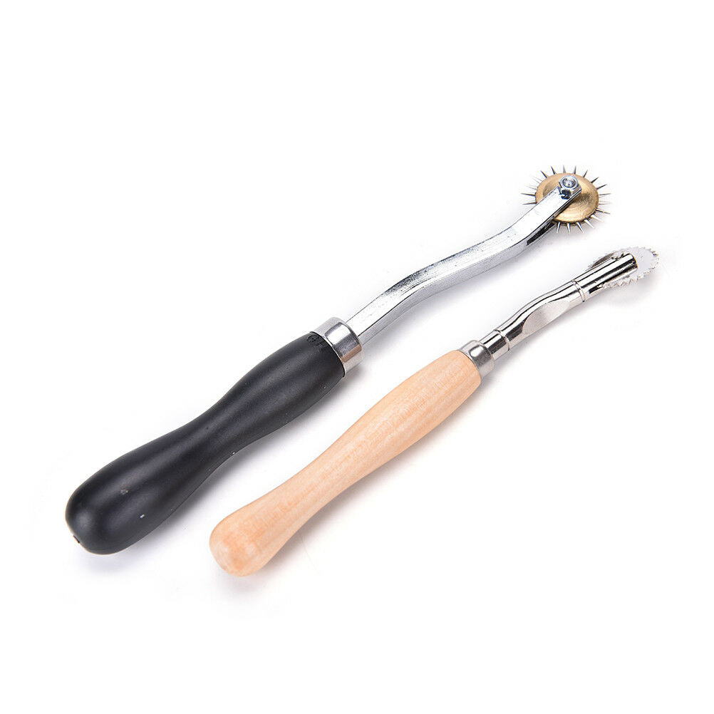 13Pcs Leather Craft Hand Stitching Sewing Tool Thread Awl Waxed Thimble Kit DD