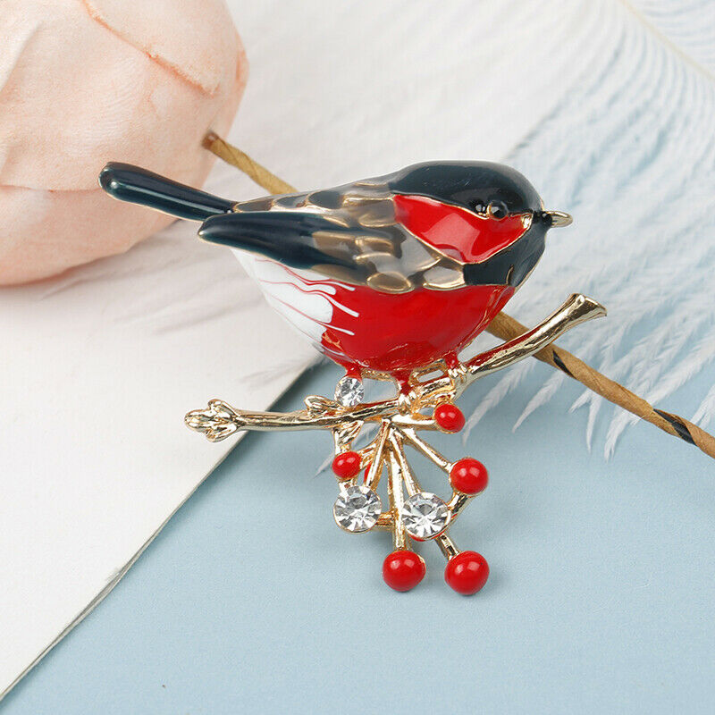 Red Bird Brooch Quality Enamel Ainmal Brooches New Year Designer Jewelry G LpDF
