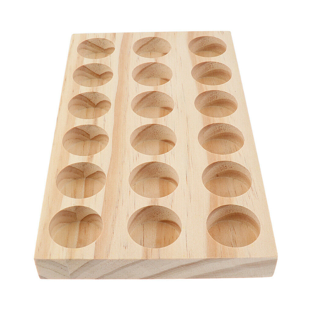Wooden Essential Oil Nail Polish Roller Display Holder Rack Shelf 18 Slots
