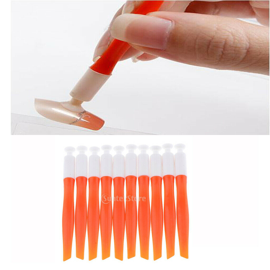 10pcs Portable Nail Art Suction Stick Tool With 24 Pieces Shimmer False Nail