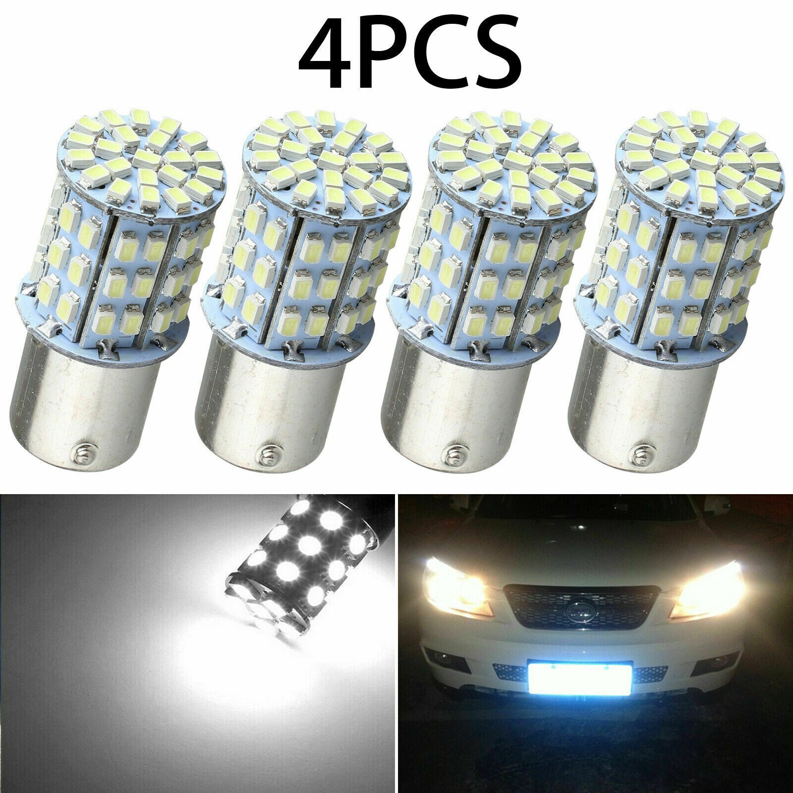 4Pcs Super White 64 SMD LED 1156 1141 1003 RV Camper Trailer Interior Light Bulb