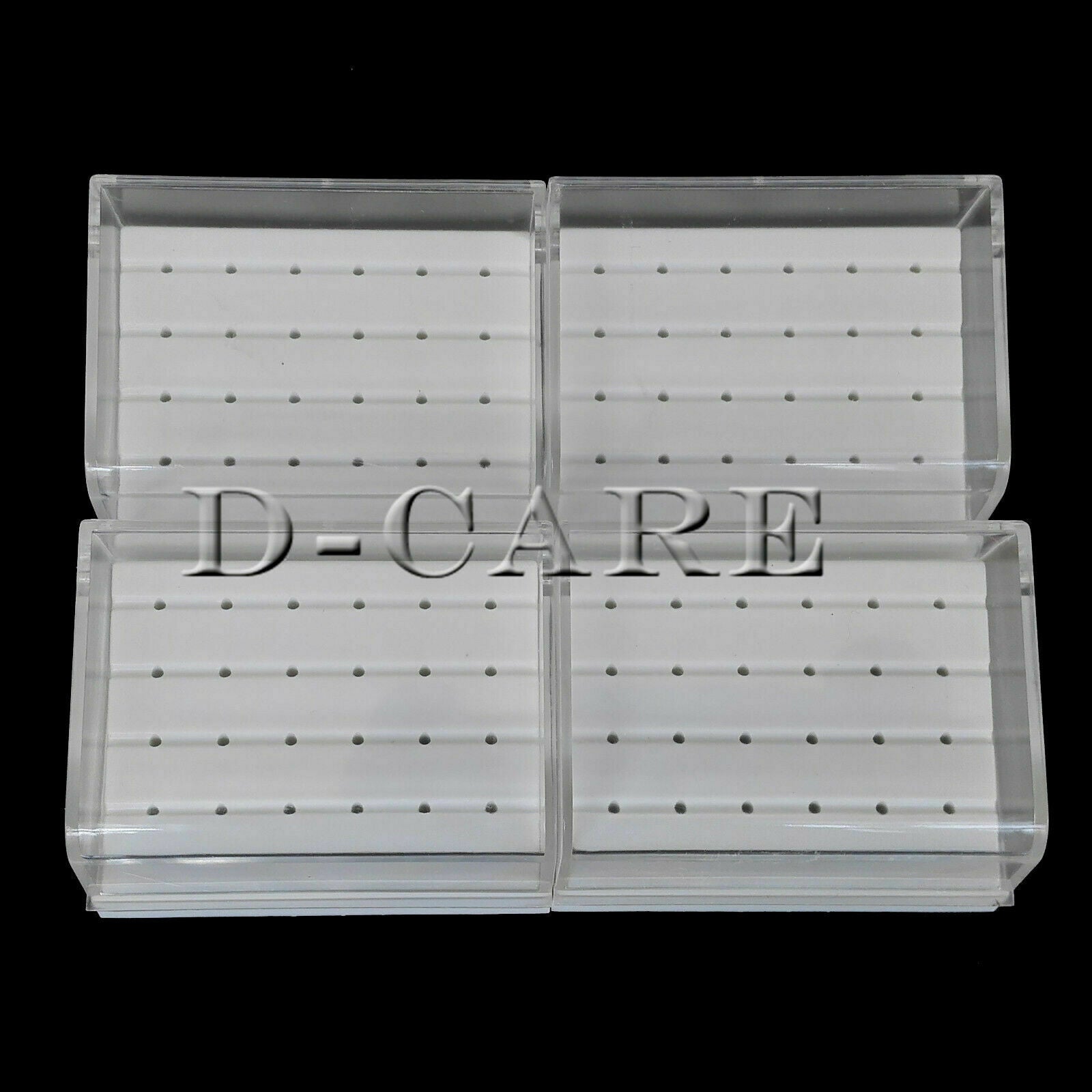 24Hole White Dental Burs Drill Holder Stand Block Disinfection Case Plastic 5pcs