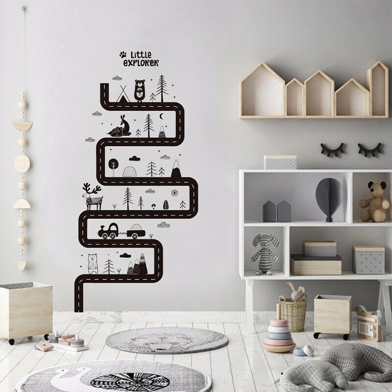 Cartoon Animal Car Road Wall Stickers for Kids room Vinyl Removable Art M.l8
