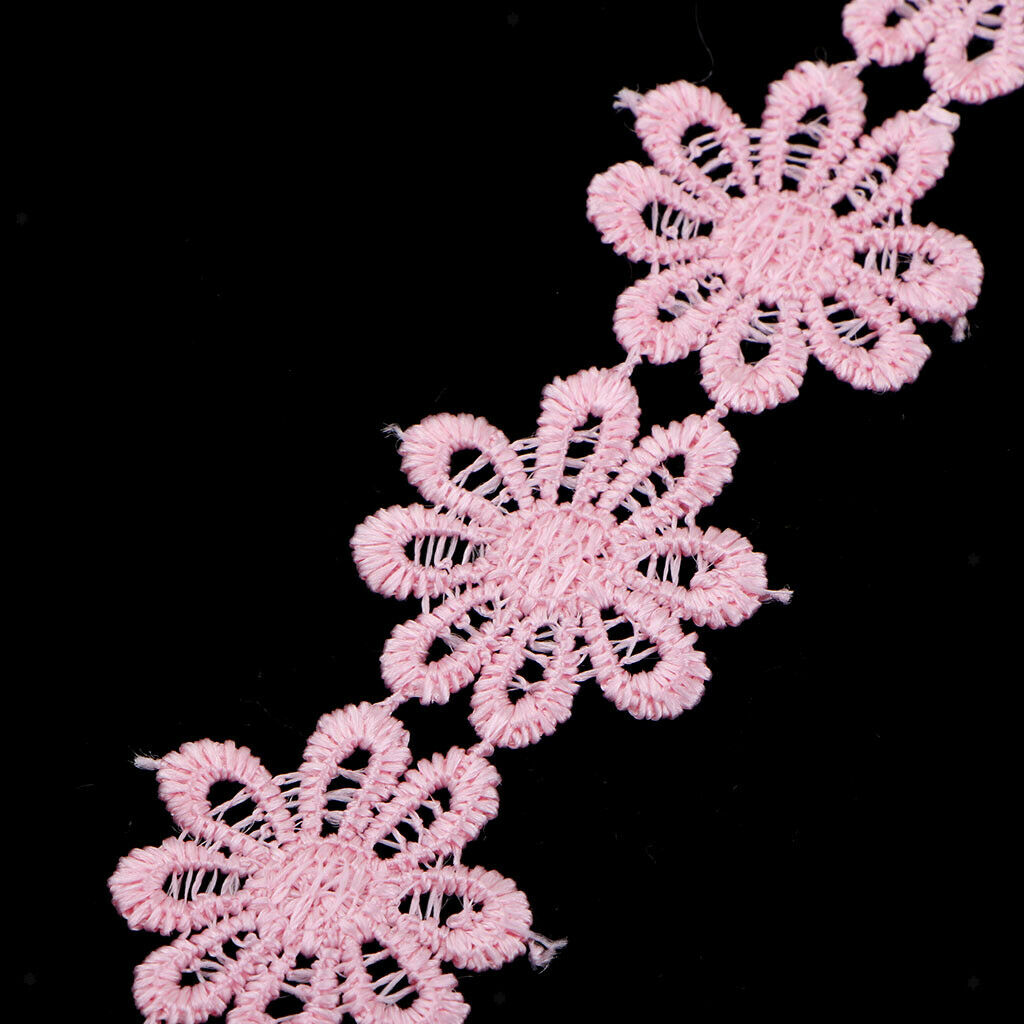 Prettyia Embroidered Flowers trim lace ribbon Crafts scrapbook sewing 45ft
