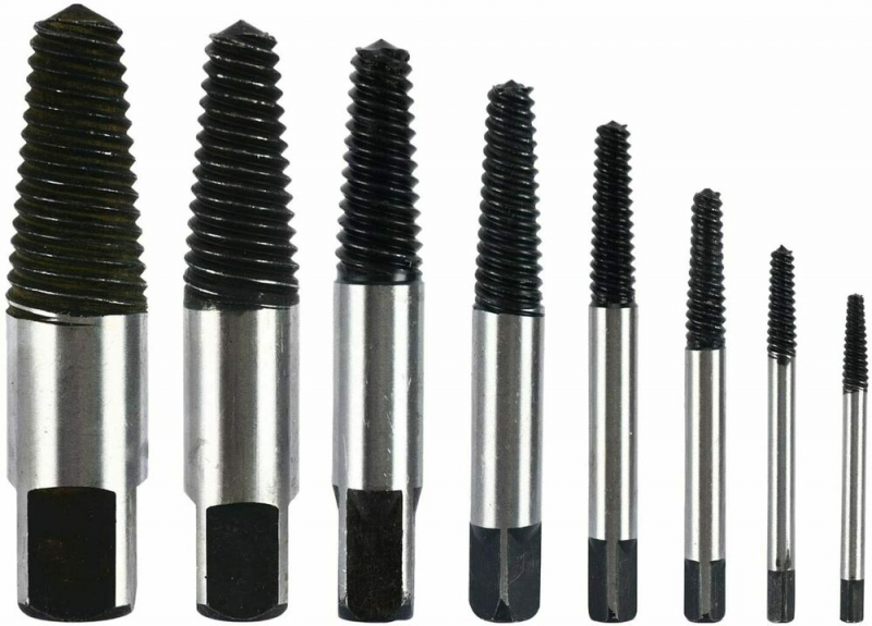 Set of 8 Damaged Bolts, Stud Pipe Remover, Giant Screw Remover Set