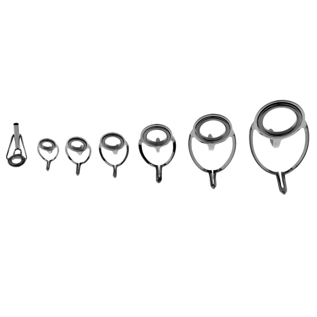 7pcs Ceramic Ring Fishing Rod Guides Line Repair Tip Tops Rings Multi-sizes