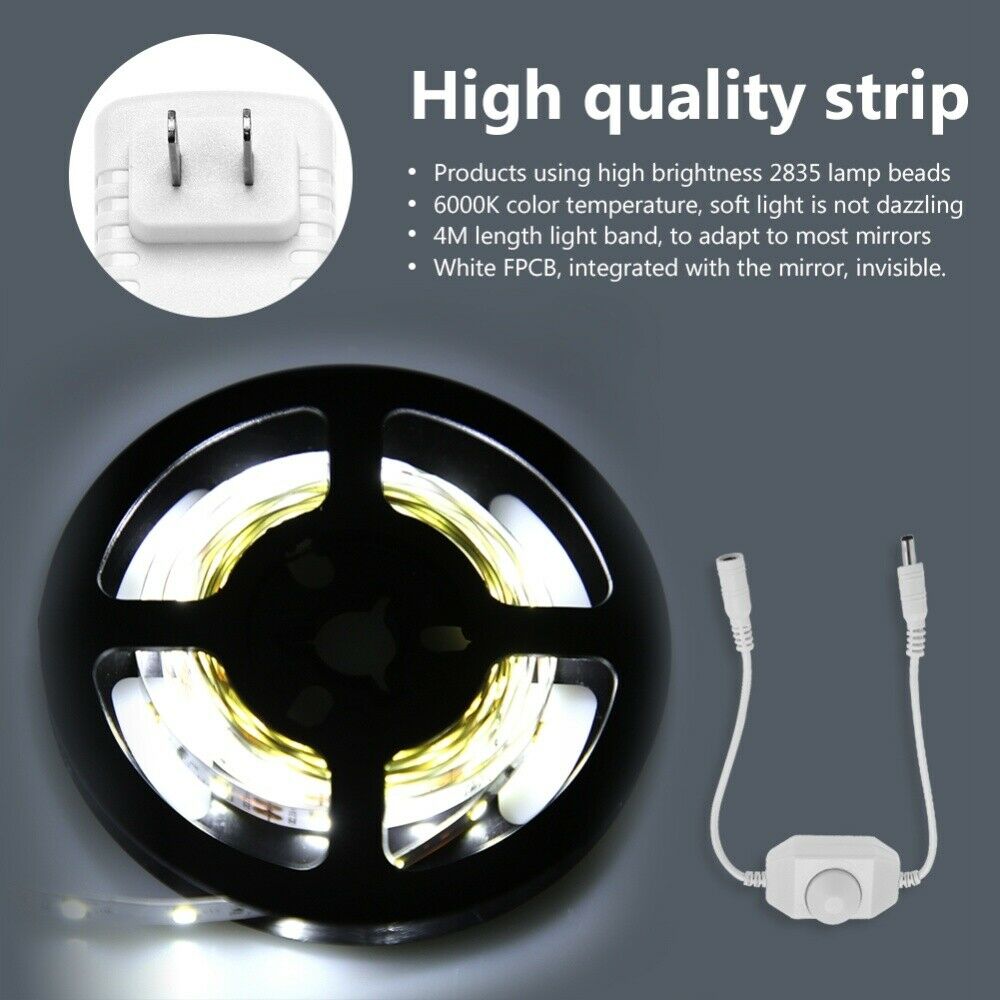 240 Led Makeup Mirror Lights Strip Dimmable 13FT US Plug for Dressing Table