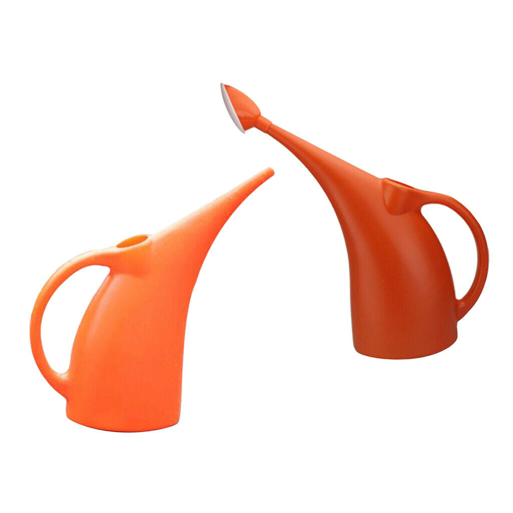 2 Pieces Lightweight Watering Can Garden Plants Indoor Outdoor 2L Orange