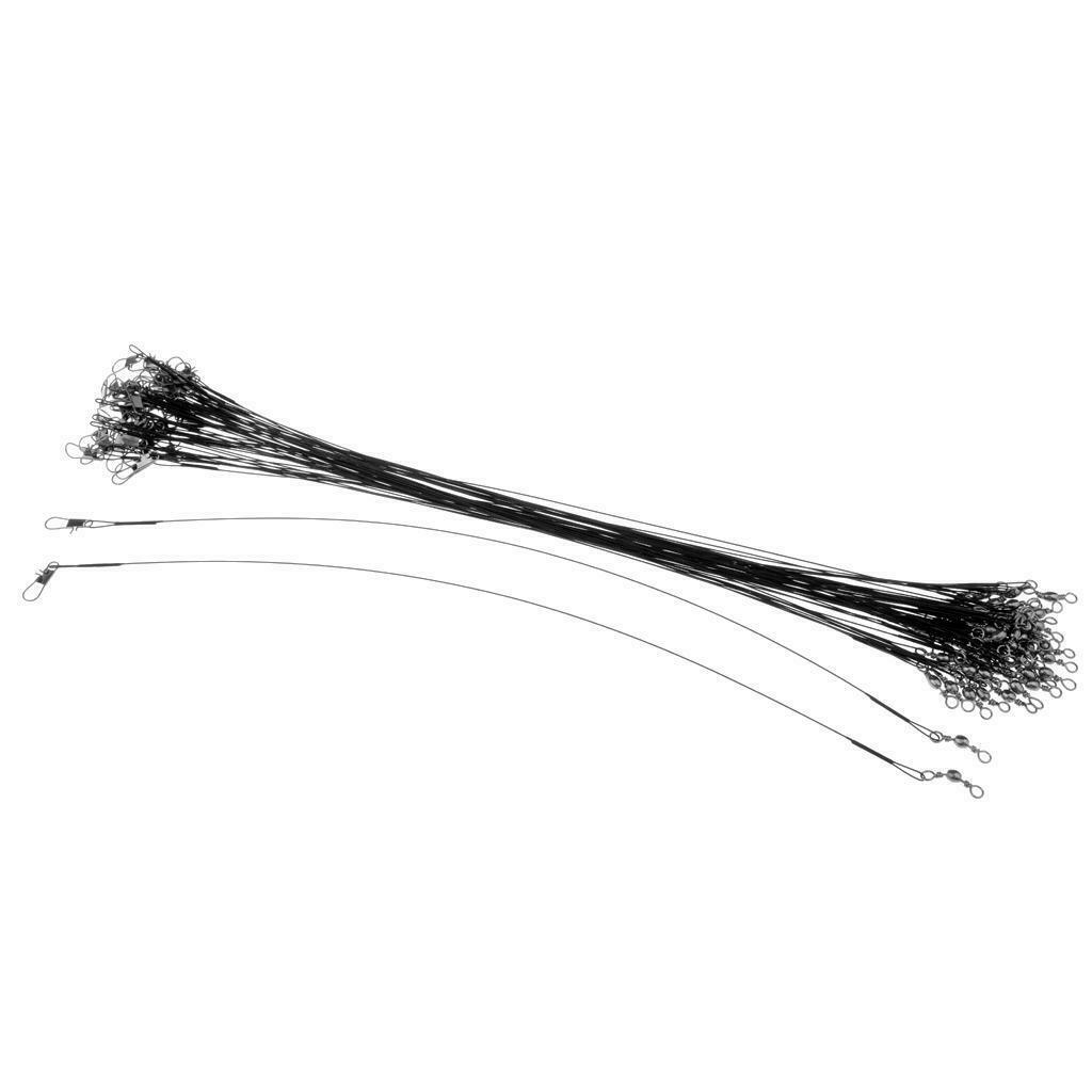 50pcs Fishing Leaders Wires with Barrel Swivels and Safety Snaps Freshwater