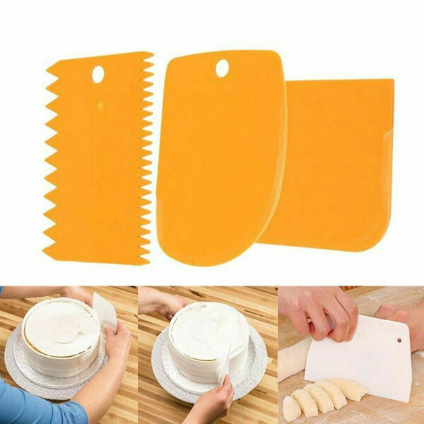 3 Pcs Dough Cake Cookie Edge Scraper Decorating Baking Cutter Pastry Tools DIY