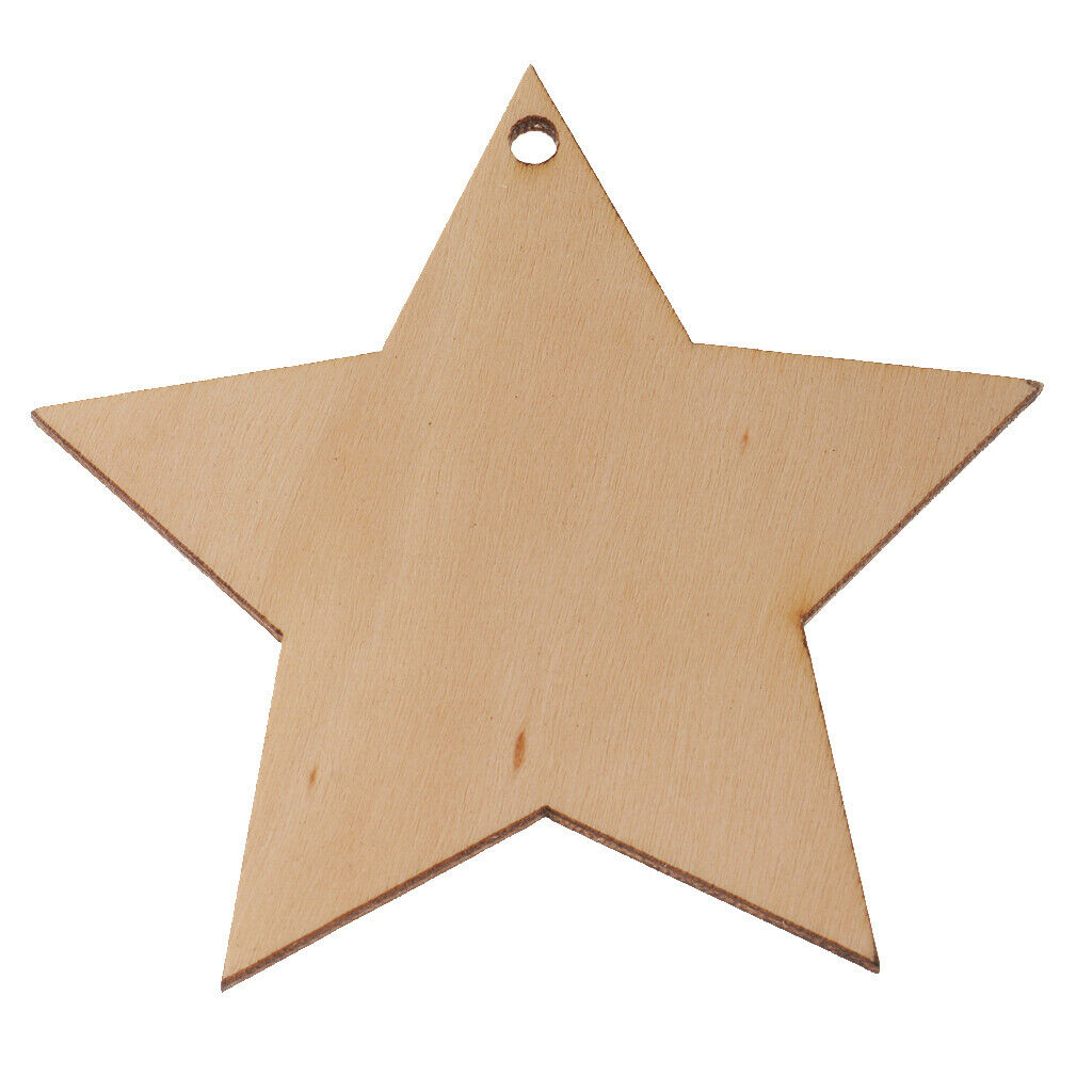 10PCS 80MM WOOD STAR CRAFT SHAPES MDF GIFT TAGS BLANK /