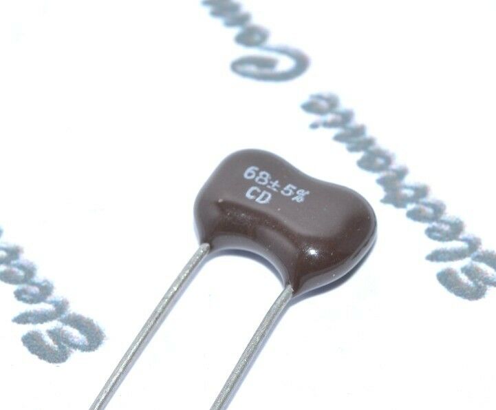2pcs - Cornell Dubilier 68P (68PF 0.068nF) 500V 5% Silvered Mica Capacitor