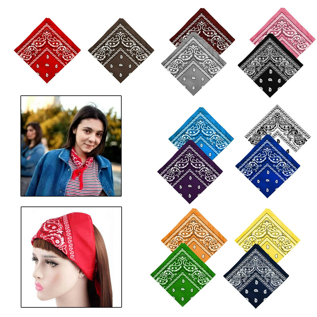 14 Pcs Unisex Paisley Print Bandana Head Wrap Neck Scarf Wristband Kerchief