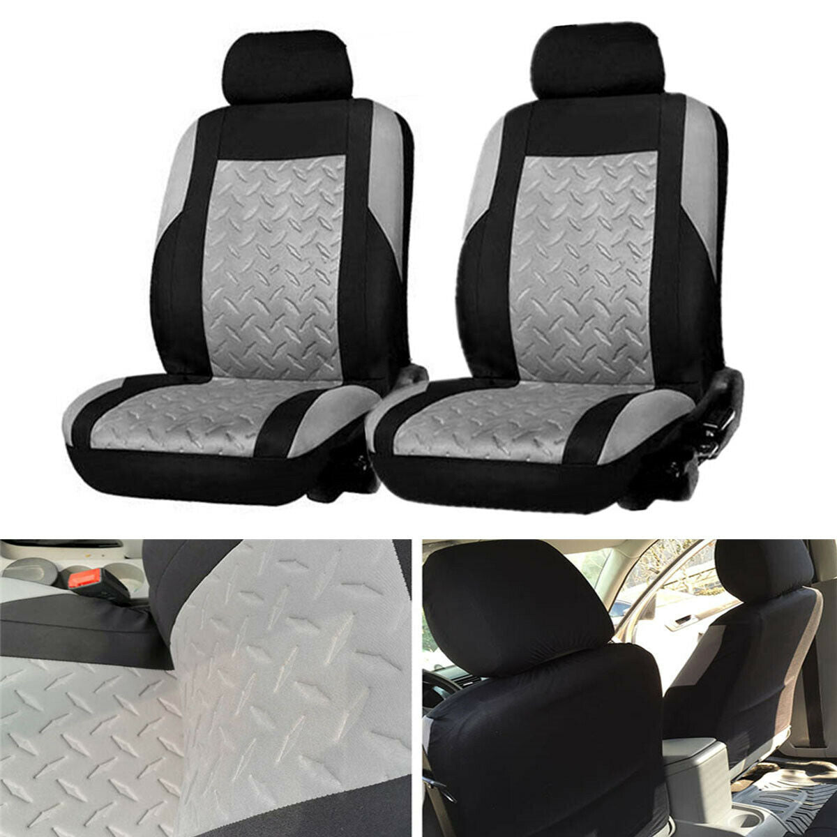 9Pieces Dirtproof Polyester Car Seat Covers For Detachable Headrest Bucket Seats