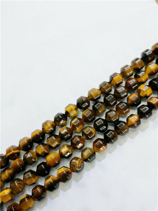 1 Strand 8x8mm Natural Brown Tiger Eye Gem Bicone Spacer Loose Beads 15.5" HH128