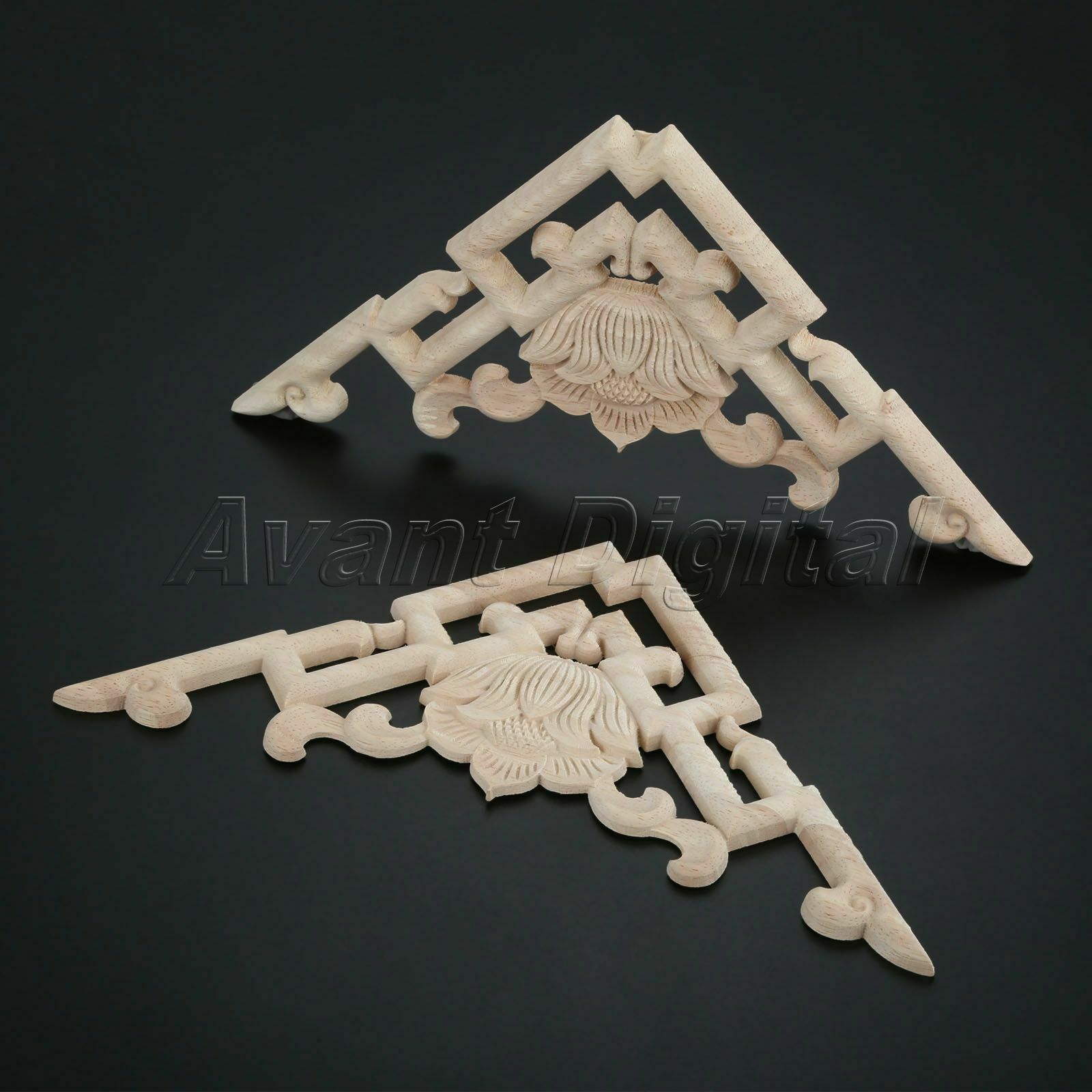 20*20cm Unpainted Wooden Carved Applique Furniture Home Decorative Dyes Easily